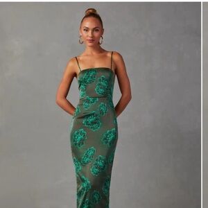 Vici Teal Floral Midi Dress